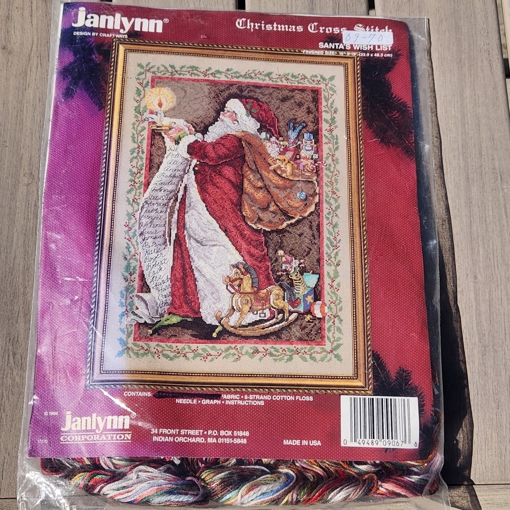 Janlynn Santa's Wish List Christmas Cross Stitch 17270 Vintage 1994 Craftways